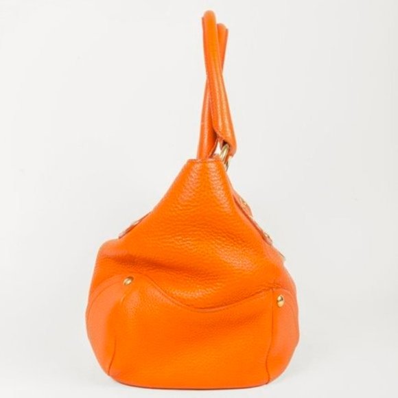 Prada Daino Push-Lock Orange Leather Tote - Picture 3 of 11
